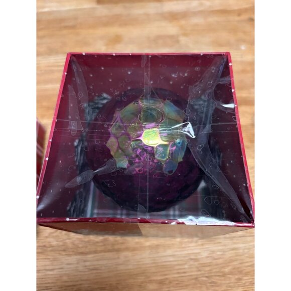 New Ornament Hand-Blown Glass Eye Studio Iridescent Purple Gold changeable Color - Picture 6 of 10